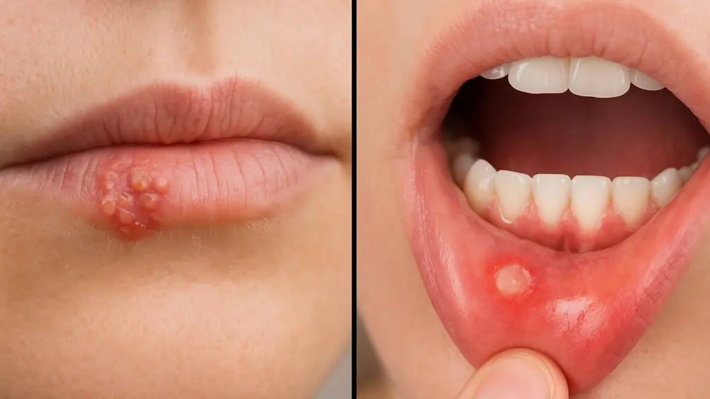 Herpes labial vs. aftas: cómo distinguirlas, Generada con IA (OpenAI)